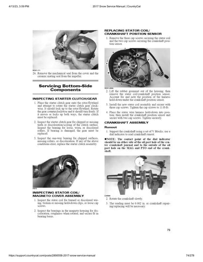 Arctic Cat Bearcat Lynx Pantera Snowmobile Service Manual sample page with technical illustrations