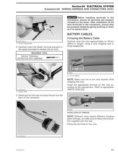 Lynx XTerrain Series 600 850 Snowmobile Service Manual sample page showing repair procedures