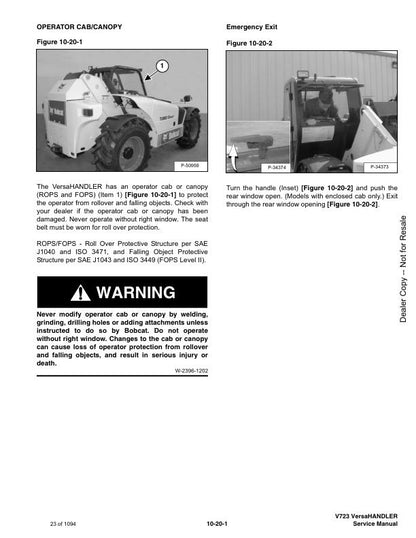 Bobcat VersaHandler V723 Service Manual sample page from service manual