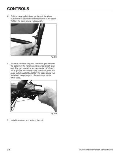 Toro 38700 23740 Walk Behind Rotary Broom Service Manual sample page with technical illustrations