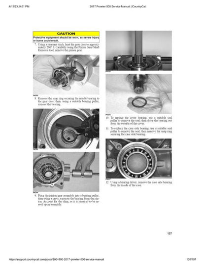 Arctic Cat Prowler 500 UTV Service Manual sample page with service data and tables