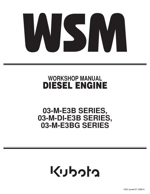 Kubota 1503 1703 1803 2003 2203 2403 Diesel Engine Service Manual factory service manual title page