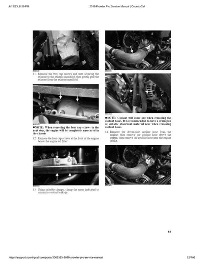 Arctic Cat Prowler Pro UTV Service Manual sample page showing repair procedures