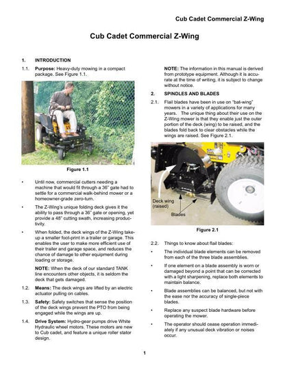 Cub Cadet Z Wing Mower Service Manual sample page from service manual