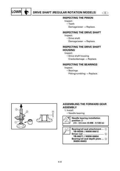 Yamaha F100A F115A F130A Outboard Service Manual sample page with technical illustrations