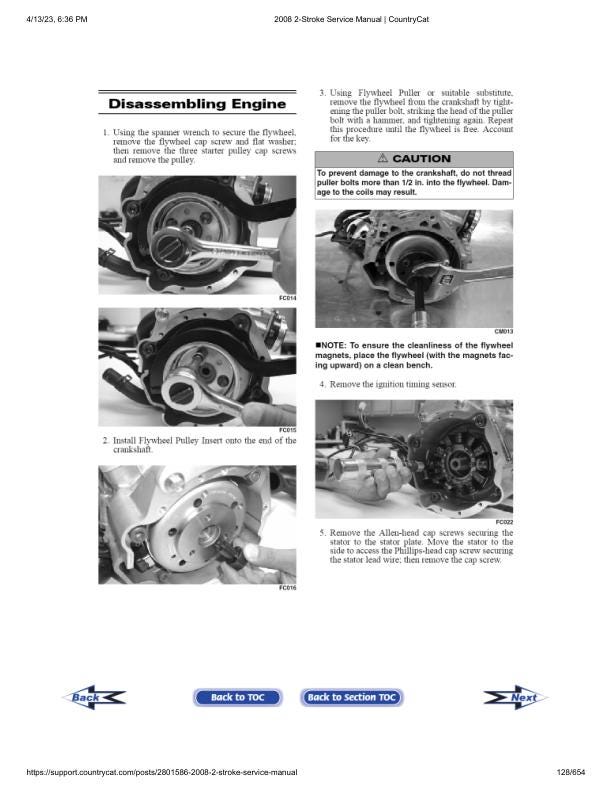 Arctic Cat Bearcat Crossfire Panther F5 F6 F8 Snowmobile Service sample page from service manual
