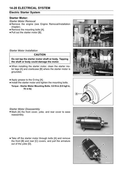 Kawasaki Jetski Ultra 150 Service Manual sample page with service data and tables