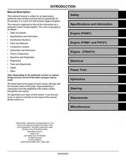 John Deere X300 X304 X320 X324 X340 X360 Tractor Service Manual table of contents
