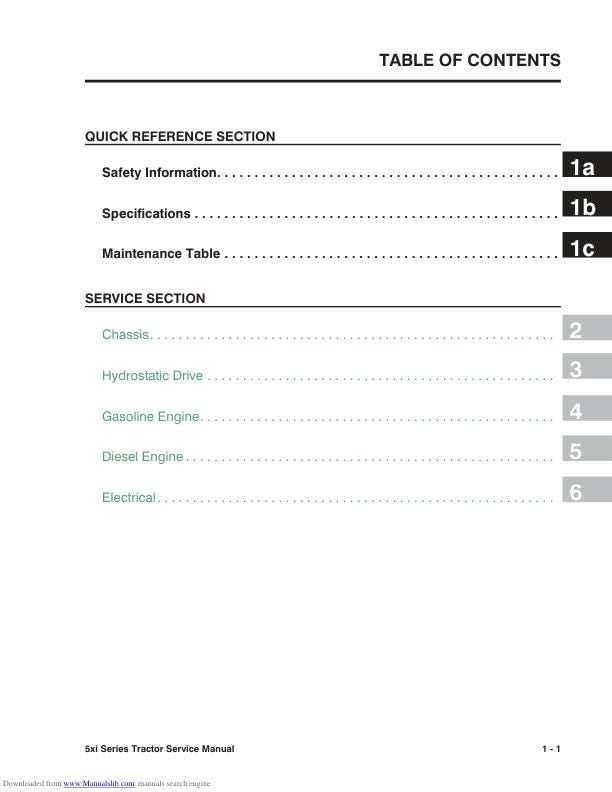 Toro 518 520 522 523 xi Lxi DXi Mower Service Manual table of contents