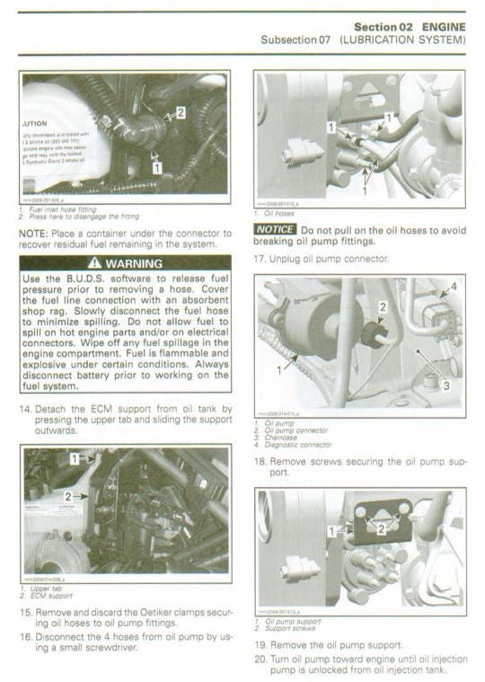 Skidoo REV XP XR Snowmobile Service Manual table of contents