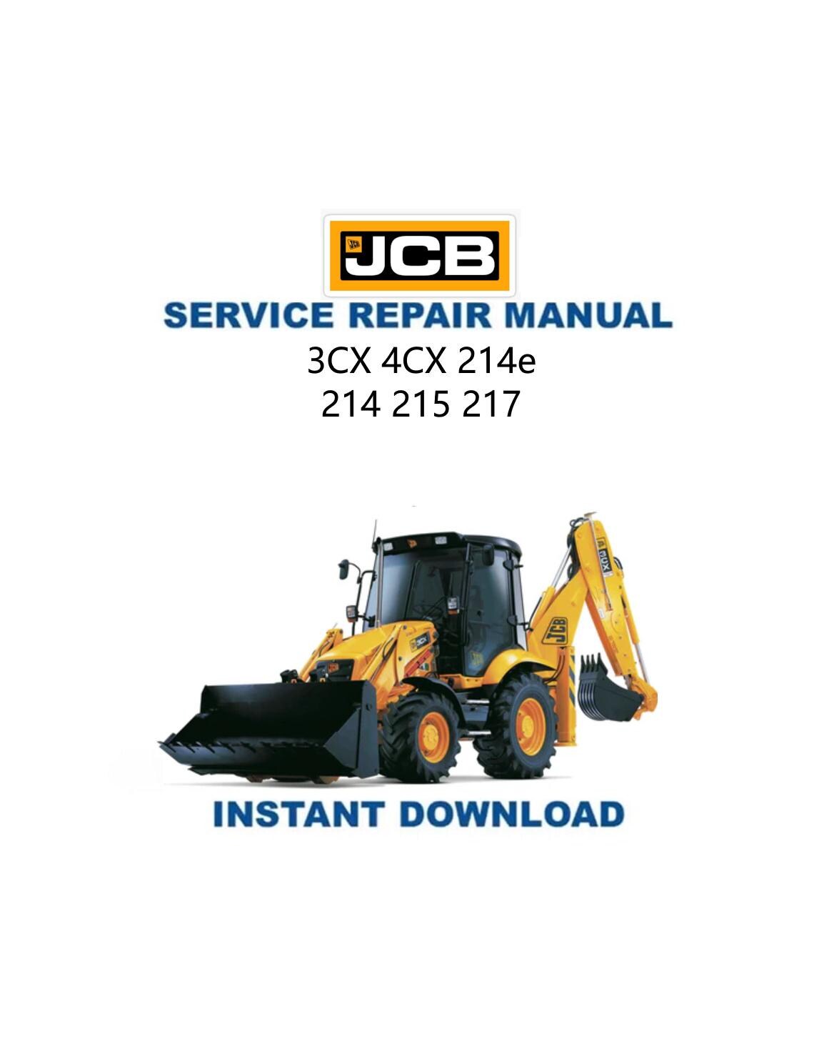 JCB 3CX 4CX 214e 214 215 217 Backhoe Loader Service Manual - Service Manual PDF Instant Download