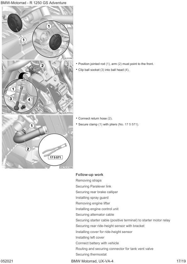 BMW R1250 GS Adventure K51 Motorcycle Service Manual table of contents