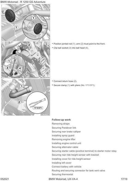 BMW R1250 GS Adventure K51 Motorcycle Service Manual table of contents