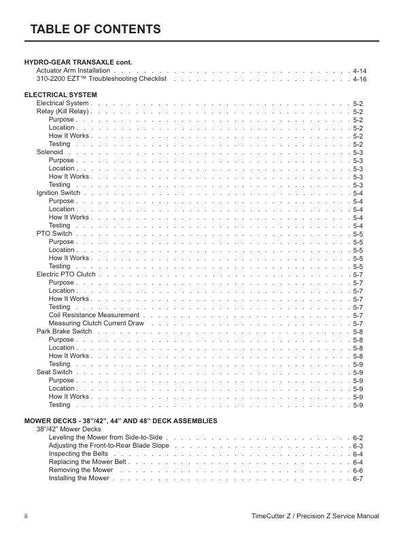 Toro Lawnboy Timecutter Z Series Precision Mower Service Manual sample page from service manual