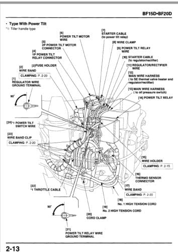 Honda BF8A Outboard Service Manual sample page with service data and tables