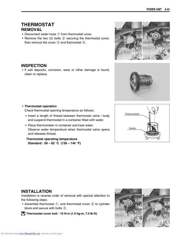 Suzuki DF9.9 DF15 Outboard Service Manual sample page with service data and tables