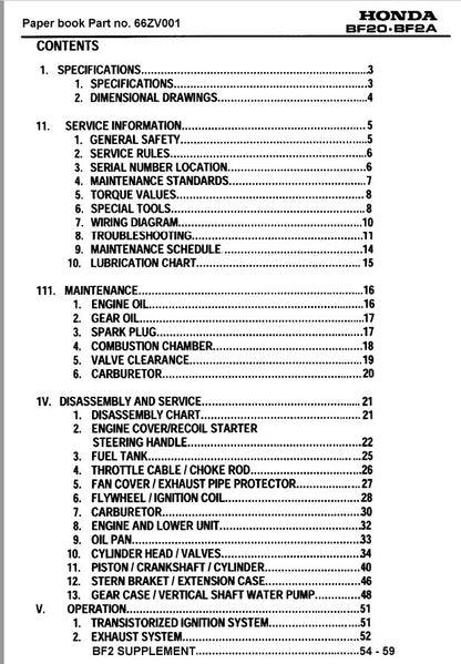 Honda BF2A Outboard Service Manual factory service manual title page
