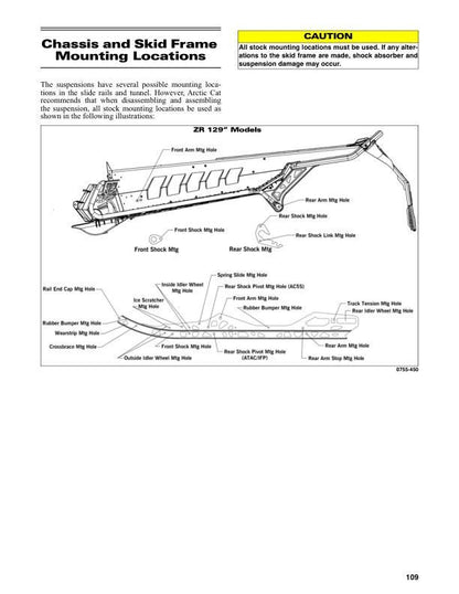 Arctic Cat ZR R-XC Riot M 600 Snowmobile Service Manual sample page with technical illustrations
