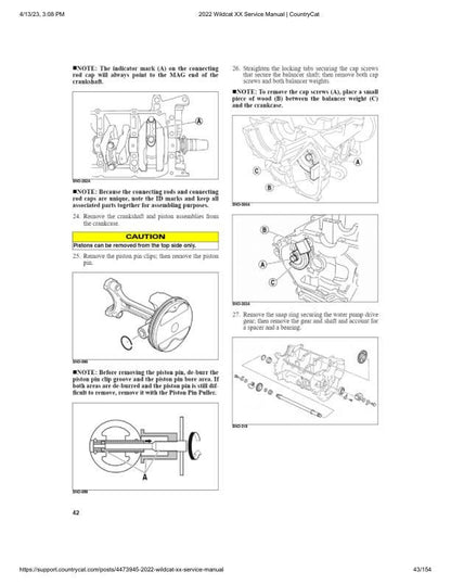 Arctic Cat Wildcat XX UTV Service Manual sample page with diagrams and specifications