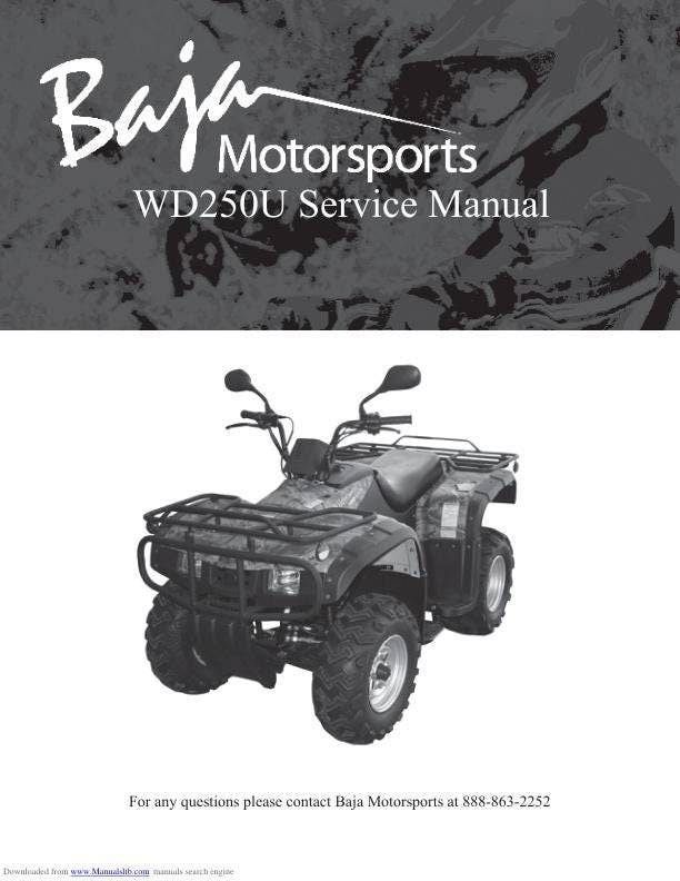 Baja WD250U Wilderness Trail Service Manual factory service manual title page