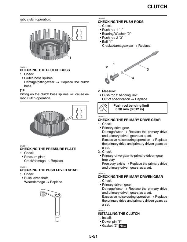 Yamaha YZ250FX Motorcycle Service Manual sample page with technical illustrations