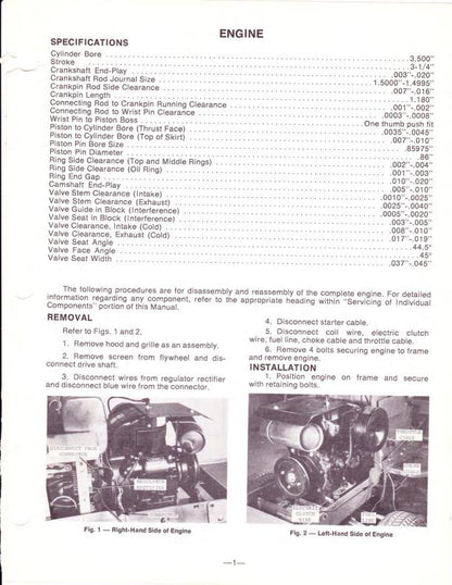 Massey Ferguson MF14 Tractor Service Manual table of contents