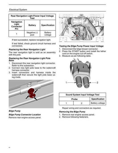 Sea-Doo Switch Pontoon Boat Service Manual sample page showing schematics and diagrams