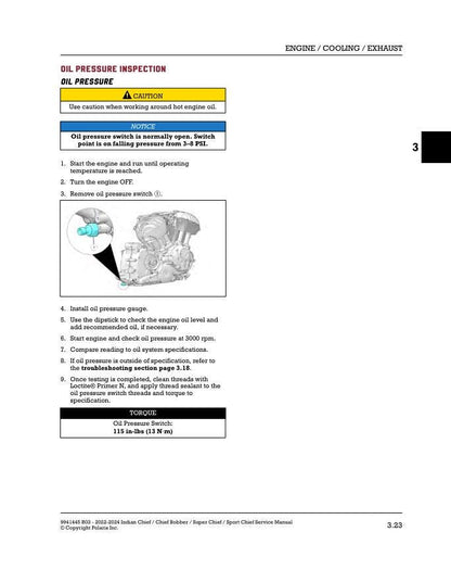 Indian Chief sample page from service manual