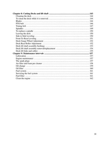 Cub Cadet I Series Tractor Service Manual sample page with diagrams and specifications