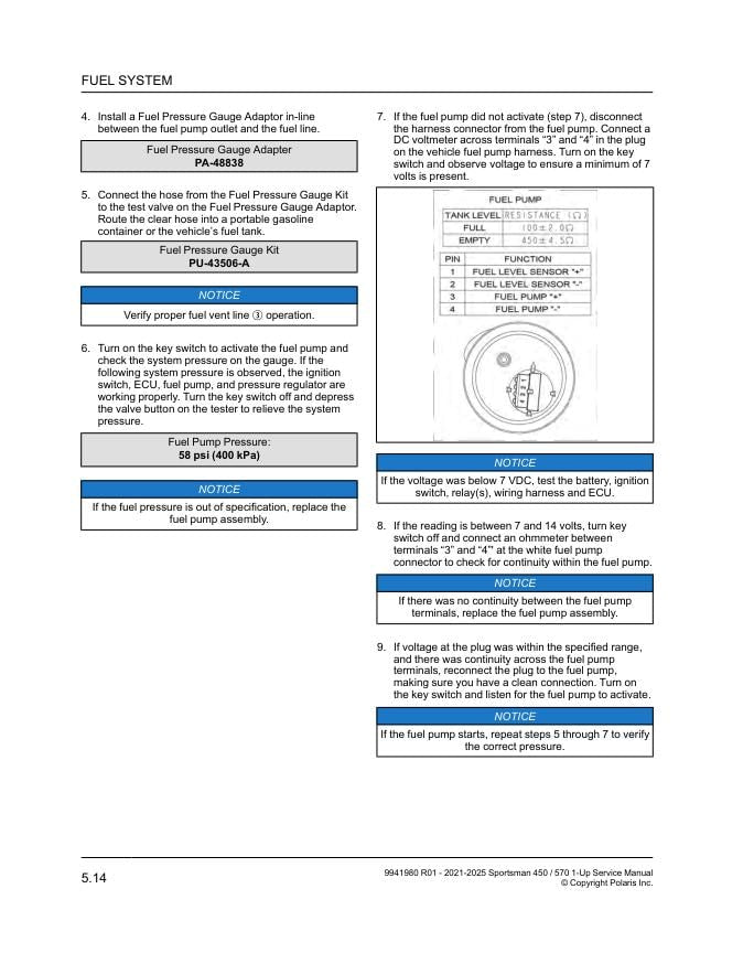 Polaris Sportsman 450 570 ATV Service Manual sample page from the repair manual
