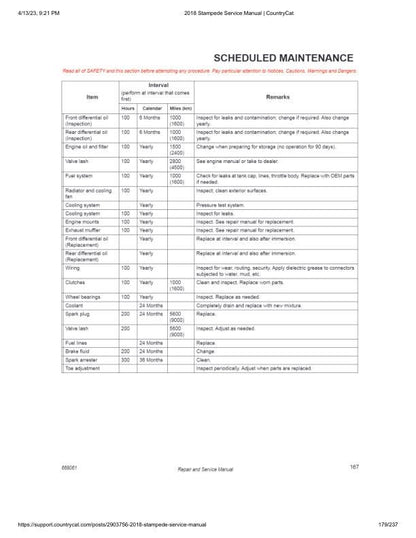 Textron (Arctic Cat) Stampede 900 UTV Service Manual sample page with service data and tables