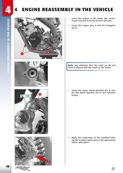 Beta Motorcycle RR Race X-Pro 125 200 Service Manual sample page with service data and tables
