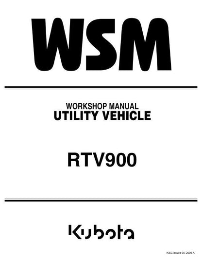 Kubota RTV 900 Utility Vehicle Service Manual factory service manual title page
