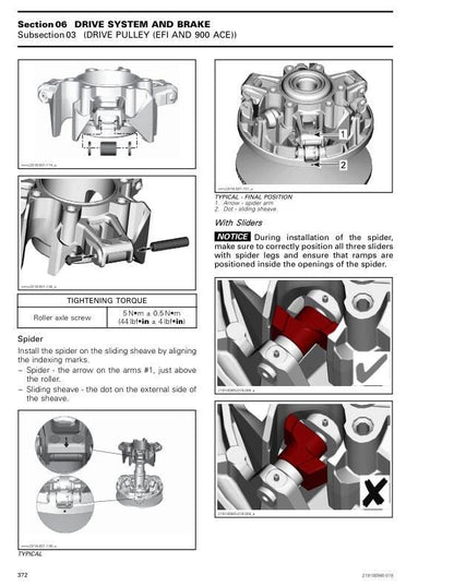 Skidoo Skandic 600 850 900 Snowmobile Service Manual sample page with diagrams and specifications