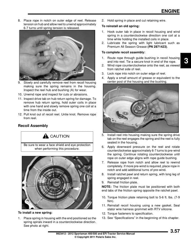Polaris Sportsman 400 ATV Service Manual sample page from service manual