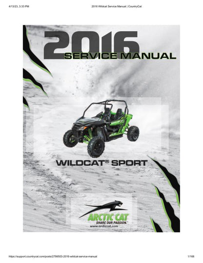 Arctic Cat Wildcat Sport 700 UTV Service Manual factory service manual title page
