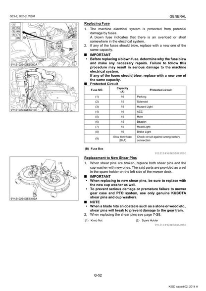 Kubota G23 G26 Mower Service Manual sample page from service manual