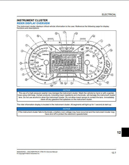 Polaris RZR Pro R UTV Service Manual sample page showing repair procedures