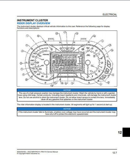 Polaris RZR Pro R UTV Service Manual sample page showing repair procedures