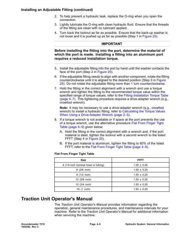 Toro Groundsmaster 7210 Mower Service Manual table of contents