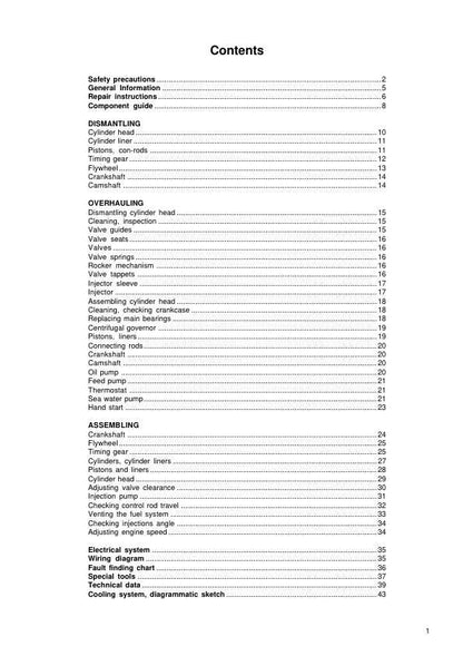 Volvo Penta MD11C MD17C MD11D MD17D Engine Service Manual table of contents