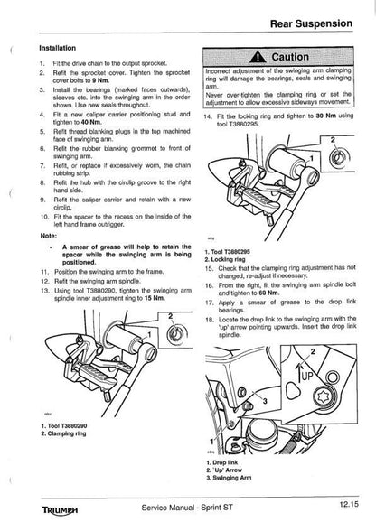 Triumph Sprint ST1050 Motorcycle Service Manual sample page from the repair manual