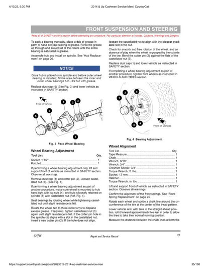 Cushman Hauler Pro 72V Golf Cart Service Manual sample page with diagrams and specifications