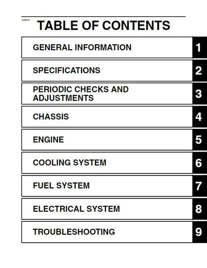 Yamaha YZF-R1 Motorcycle Service Manual table of contents