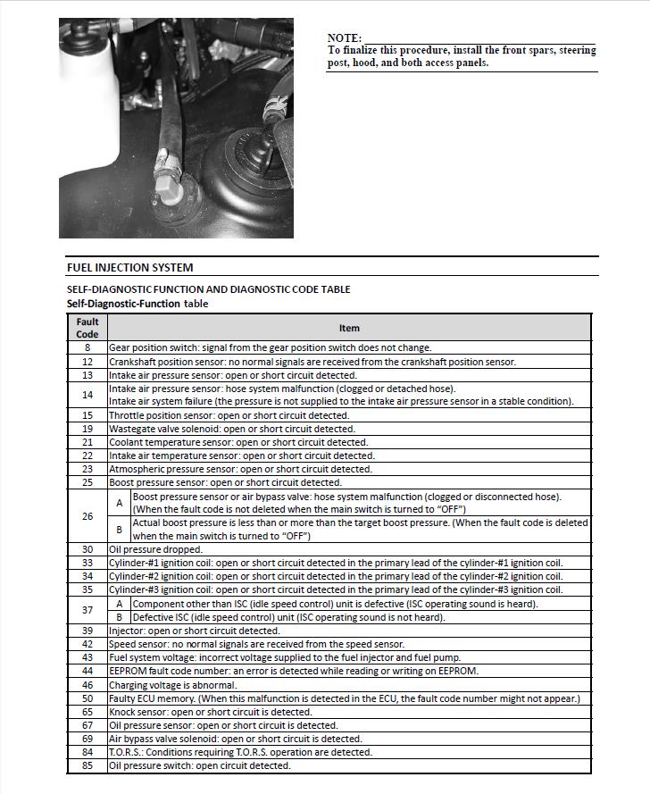Yamaha Sidewinder Snowmobile Service Manual sample page with technical illustrations