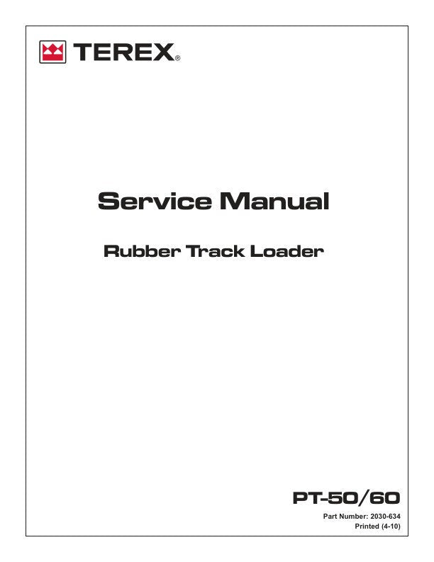 Terex PT 50 60 Rubber Track Loader Service Manual factory service manual title page