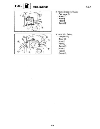 Yamaha F8B F9.9A F9.9B T9.9U Outboard Service Manual sample page showing repair procedures