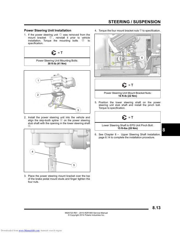 Polaris RZR 900 EPS S XC UTV Service Manual sample page from the repair manual