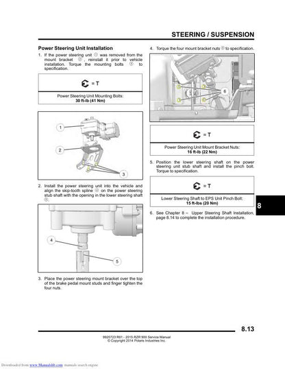 Polaris RZR 900 EPS S XC UTV Service Manual sample page from the repair manual