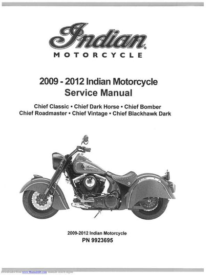 Indian Chief Classic Bomber Roadmaster Motorcycle Service Manual factory service manual title page